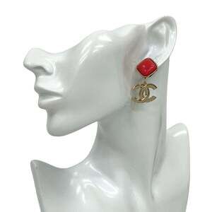 CHANEL Authentic Pink Logo Earrings